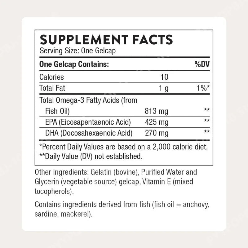 Omega-3 Supplement with DHA From Fish Supports Brain Skin Joint Heart Health 90 Softgels Gluten-Free No Dairy